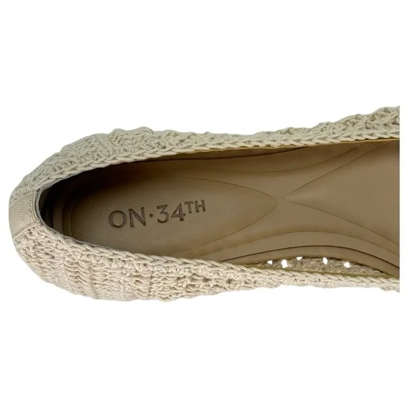 On 34th Naomie Cream Crotchet Breathable Womens Flats Size 8.5M - Picture 7 of 12